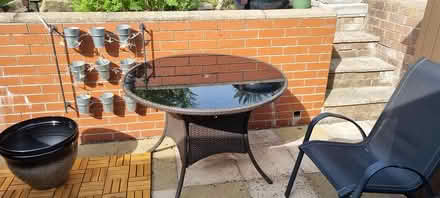 Photo of free Round glass top patio table (Shrewsbury SY1) #2