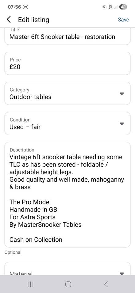 Photo of free Fold Away Snooker Table (Cheltenham, GL50) #3
