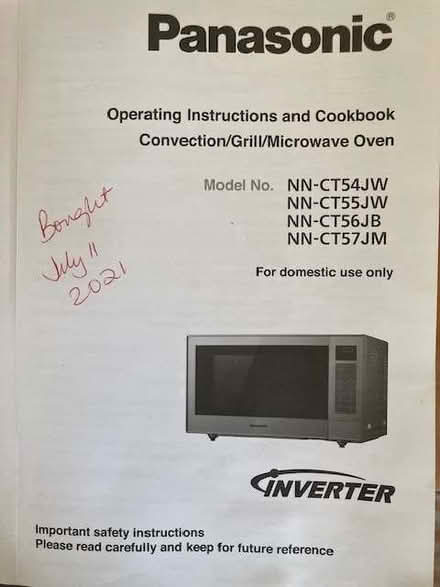 Photo of free Panasonic microwave - NN-CT55JW (Dowanhill G11) #3