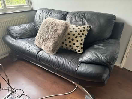 Photo of free Black Leather Sofa (Streatham Park SW16) #1
