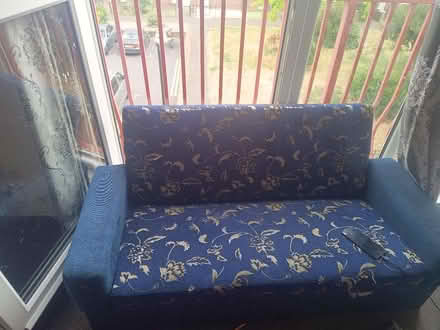 Photo of free Comfortable blue floral patterned sofa. (Cann Hall E11) #1