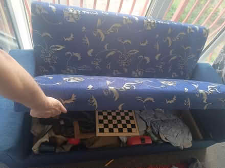Photo of free Comfortable blue floral patterned sofa. (Cann Hall E11) #3