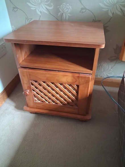 Photo of free Double bed, mattress, headboard with 2 matching cabinets (Rhayader LD6) #2