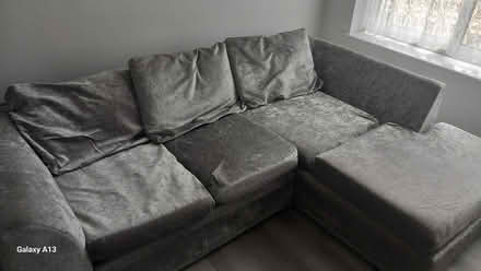 Photo of free Grey Crush Velvet Corner Sofa (Hanworth TW13) #1