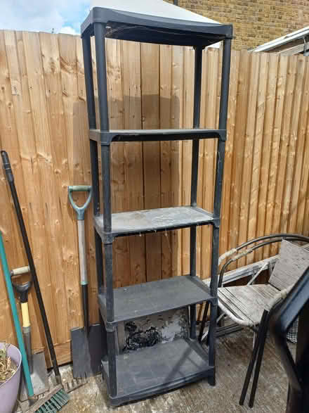 Photo of free Plastic tiered shelving unit (Wood Green N22) #1