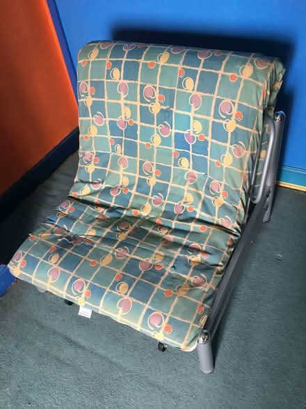 Photo of free Single steel frame futon sofa bed. Mattress needs cleaning. (Malvern Link WR14) #4