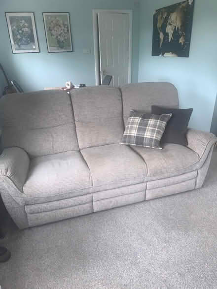 Photo of free Two Parker knoll sofas and a black gloss tv unit (Pollokshields G41) #1