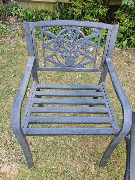 Photo of free 2 x metal garden chairs and coffee table (Kempshott RG22) #2