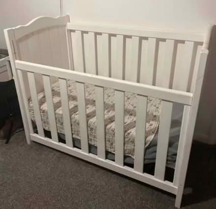 Photo of free Baby’s cot white wooden + mattress (St Albans AL1) #1
