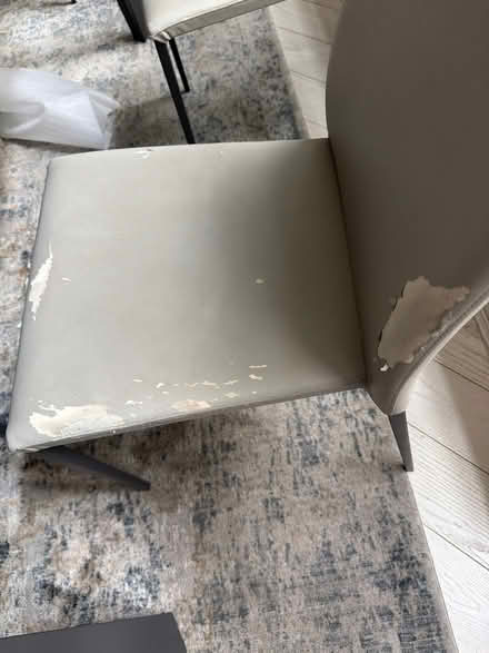 Photo of free 6 grey tall back dinning chairs with fraying vegan leather (Earls Court SW5) #2