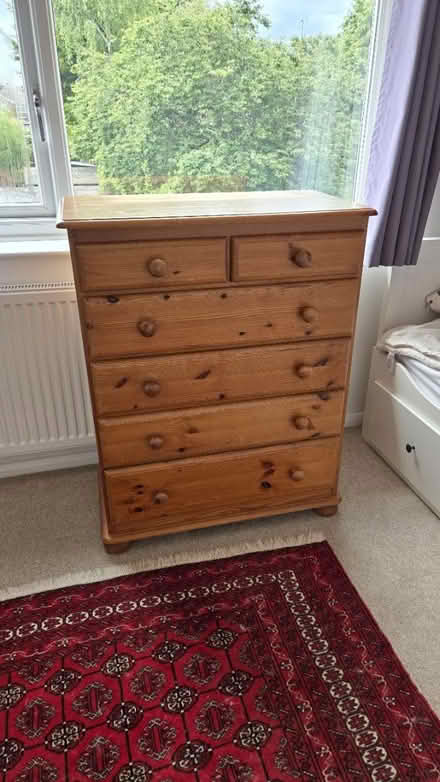 Photo of free Tall chest of pine drawers (Irchester, NN29) #1