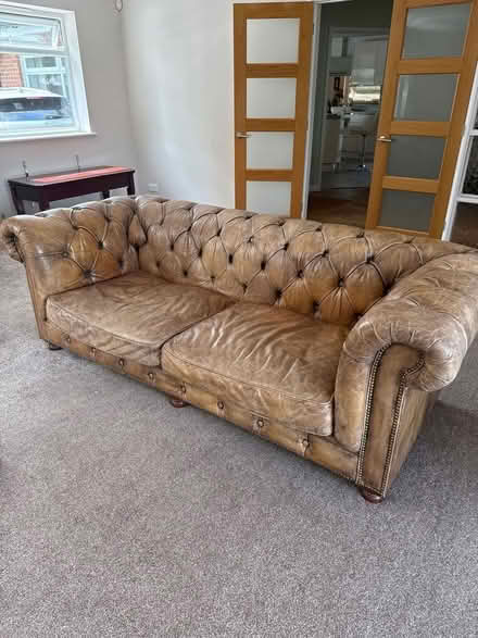 Photo of free Leather sofa and arm chair (Hatfield Peverel) #1