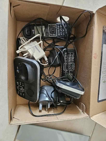 Photo of free Box of landlines, plugs and stands (Brimscombe GL5) #1