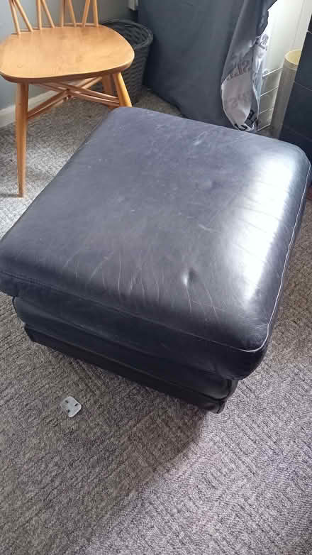 Photo of free Large blue/black footstool (Hilton IV2) #1