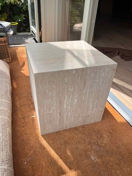 Photo of free Travertine stone cube side table (Thundridge SG12) #2