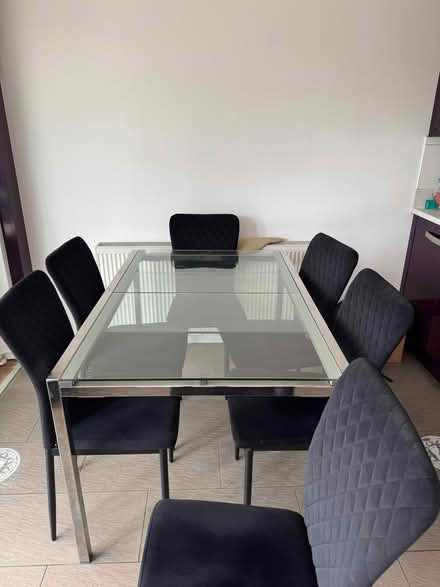 Photo of free Extending glass dining table and 6 chairs (Trub OL11) #2