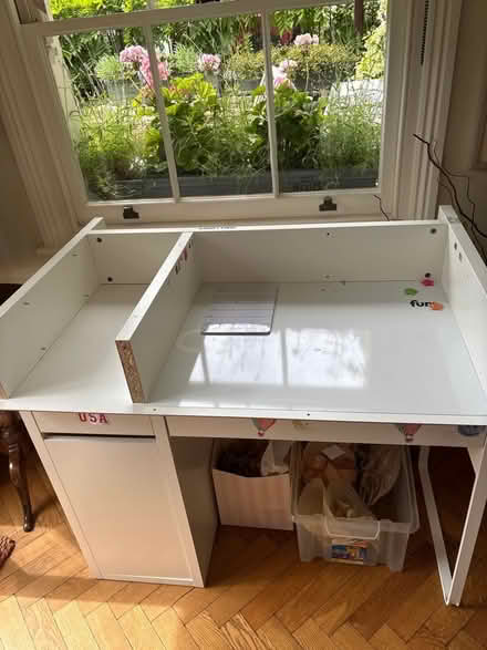 Photo of free IKEA desk with magnetic back. Drawers and cupboard. (Chelsea SW3) #2
