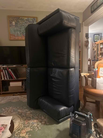 Photo of free Leather loveseat (Roslindale) #3