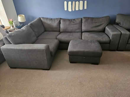 Photo of free 2 x Settees, chair and pouffe (DL5 Newton Aycliffe) #1