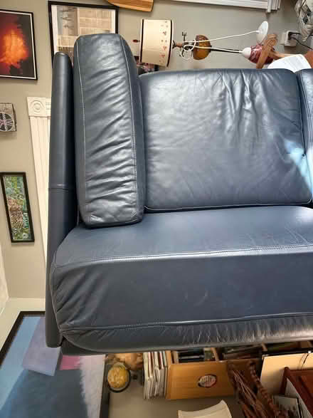 Photo of free Leather loveseat (Roslindale) #2