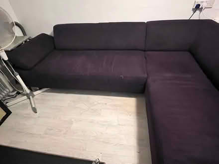Photo of free Purple corner sofa. (Molesey KT8) #1