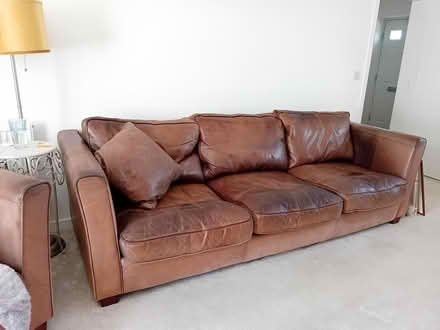 Photo of free Large vintage brown leather sofa (Corsham sn13) #1