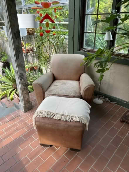Photo of free Pottery Barn Leather chair ottoman (Wilmette) #1
