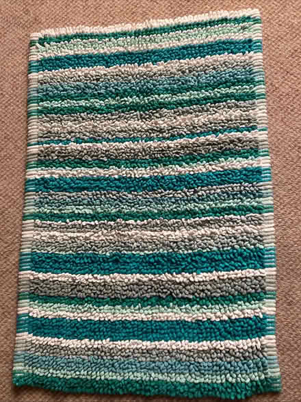 Photo of free Green and white striped bathroom mat (Rothley LE7) #1