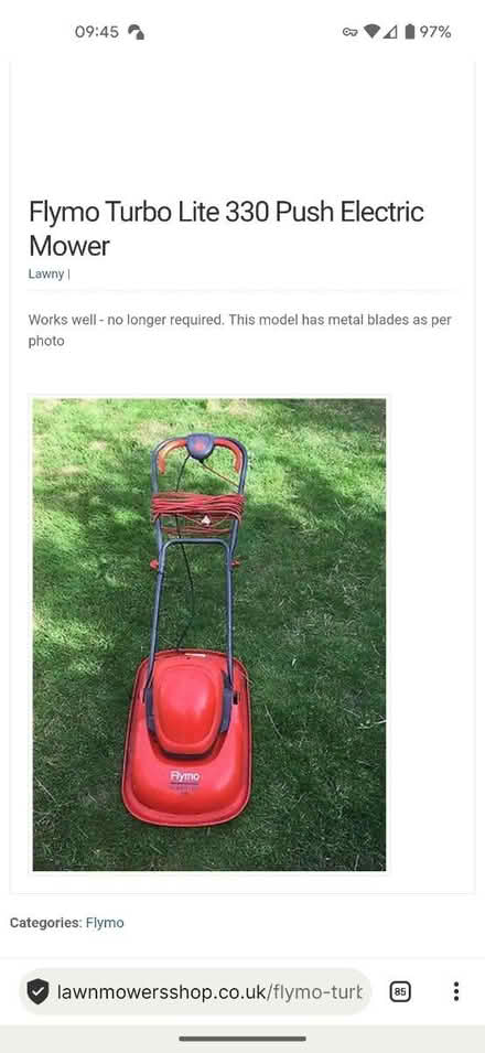Photo of free Lawn mower (Meersbrook S8) #1
