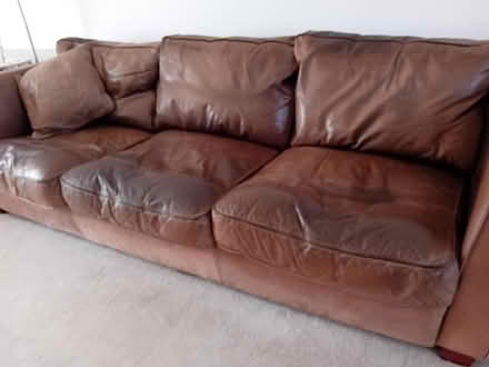Photo of free Large vintage brown leather sofa (Corsham sn13) #2