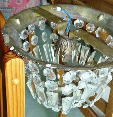 Photo of free Cut-glass and brass chandelier 10-inch diameter (Hove Park area BN3) #1