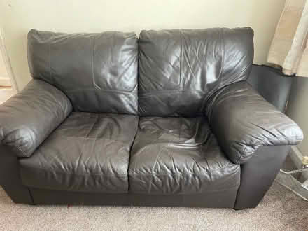Photo of free Brown leather 2-seater sofa (Round Green LU2) #1