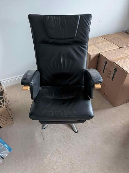 Photo of free Black leather reclining chair (Warwick CV34) #2