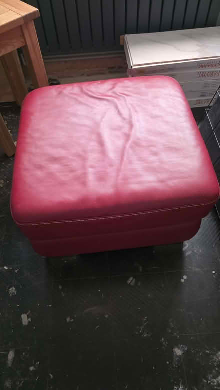 Photo of free Red leather footstool (Hullbridge SS5) #1