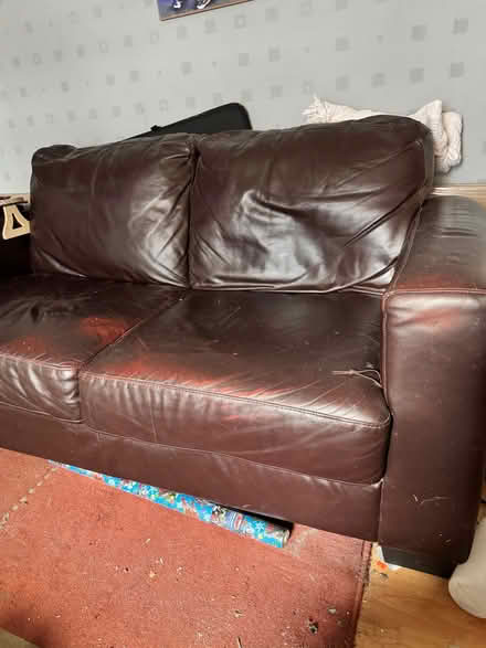 Photo of free Brown leather 2 seater sofa (Deepdale PR1) #1