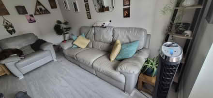 Photo of free 3 seater grey leather reclining sofa (The Cliff M27) #2