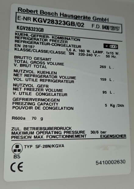 Photo of free Working Bosch fridge freezer (Highway SL6) #1
