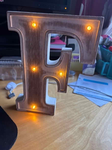 Photo of free Wooden light up letter F (Kings norton B38) #1