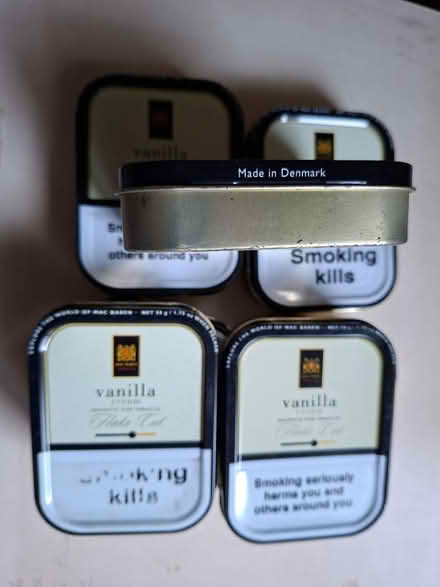 Photo of free 7 x 50g empty tobacco tins (CB4 3RS) #1
