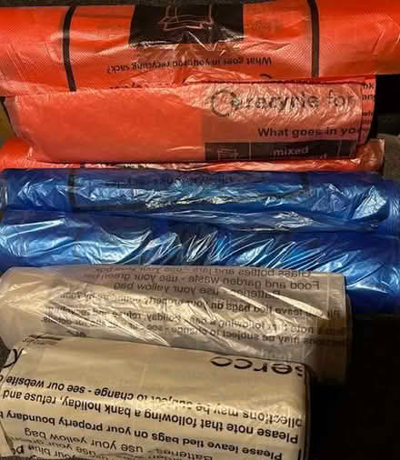 Photo of free Several rolls of MK Council plastic recycling bags (Downs Barn MK14) #1