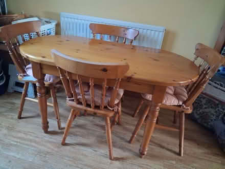 Photo of free Pine table and 4 chairs (Rhayader LD6) #1