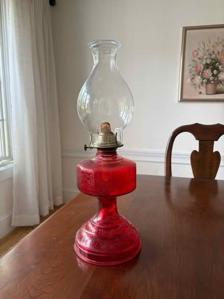 Photo of free Red Glass Hurricane Oil Lamp (Belmont, MA) #1