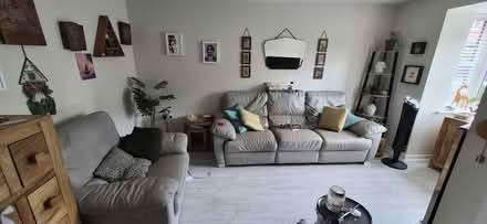 Photo of free 3 seater grey leather reclining sofa (The Cliff M27) #1