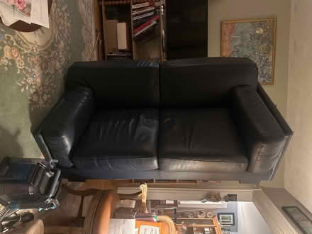 Photo of free Leather loveseat (Roslindale) #3