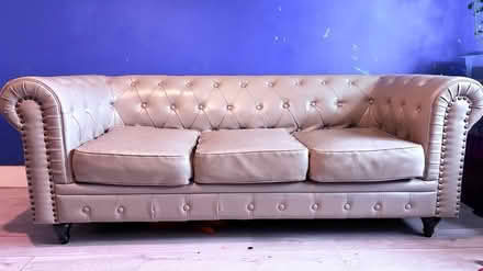 Photo of free 3 seater sofa faux leather cream (Stockwell SW9) #1