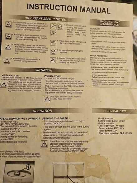 Photo of free Paper shredder (Loughborough LE11) #4