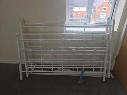 Photo of free White metal double bed- DISMANTLED (Great Leighs CM3) #1