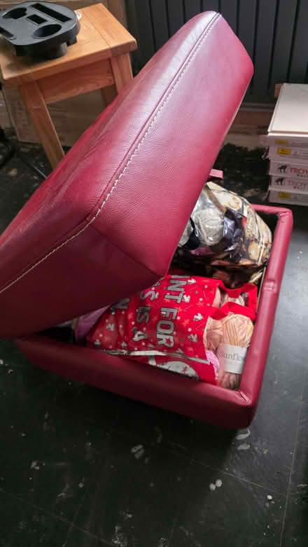Photo of free Red leather footstool (Hullbridge SS5) #2