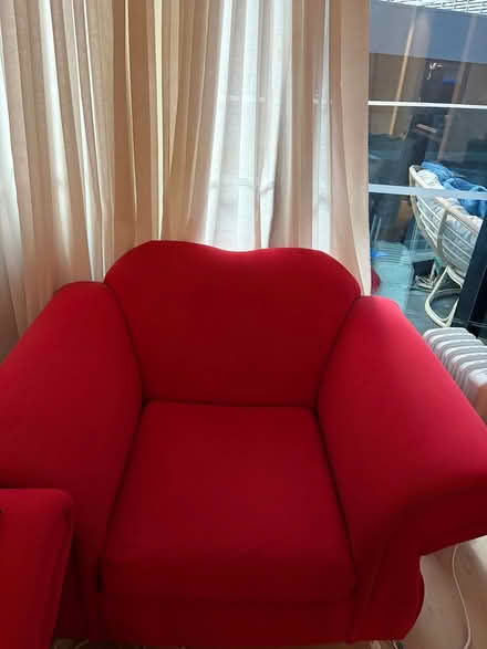 Photo of free red couch set sofa and 2x armchairs (South Melbourne) #2