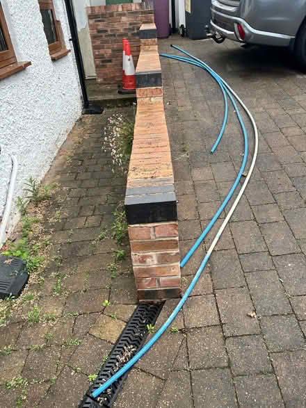 Photo of free 3 Lengths of external blue plastic water pipe (15mm dia) (Dronfield S18) #1